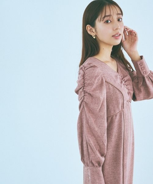 mysty woman（ミスティウーマン）の「ツイードエンパイアワンピ　982134（ワンピース・レディース・チャコールグレー/ブラウン/ピンク・FREE）」の14枚目の写真