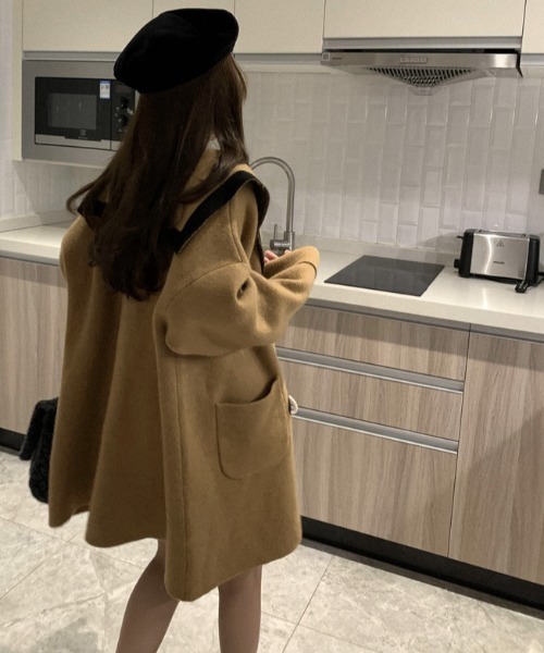 aimoha（アイモハ）の「セーラーデザインニット編みショートコート（ダッフルコート・レディース・ホワイト/ベージュ/ブラック・FREE）」の12枚目の写真