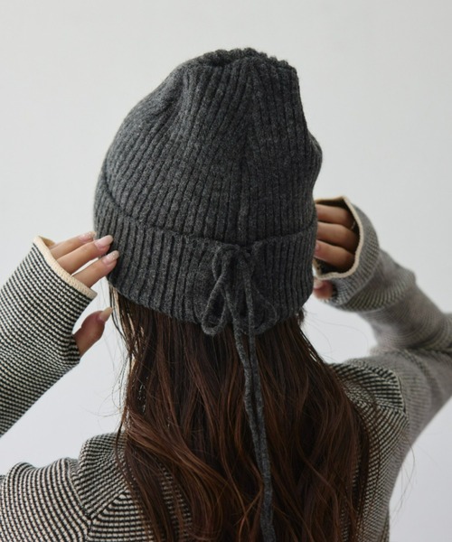 CIAOPANIC TYPY（チャオパニックティピー）の「リボンニットワッチ（ニットキャップ/ビーニー・レディース・ホワイト/ブラック/サックスブルー/グレー・ONE SIZE）」の2枚目の写真