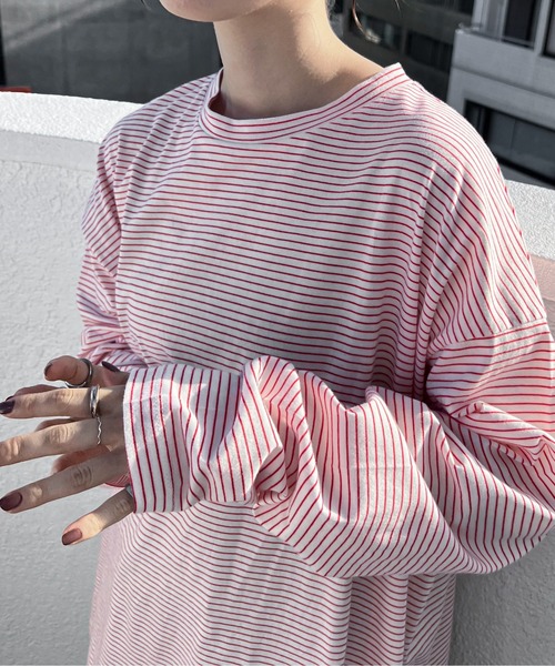 feepur(フェピュール)の「ボーダールーズロンTee(Tシャツ/カットソー・レディース・ネイビー/ブルー/パープル/ホワイト×ブラック/ホワイト×レッド・MEDIUM)」の3枚目の写真