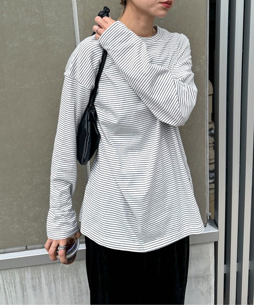 feepur(フェピュール)の「ボーダールーズロンTee(Tシャツ/カットソー・レディース・ネイビー/ブルー/パープル/ホワイト×ブラック/ホワイト×レッド・MEDIUM)」の12枚目の写真