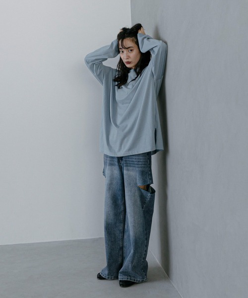 feepur(フェピュール)の「ボーダールーズロンTee(Tシャツ/カットソー・レディース・ネイビー/ブルー/パープル/ホワイト×ブラック/ホワイト×レッド・MEDIUM)」の18枚目の写真