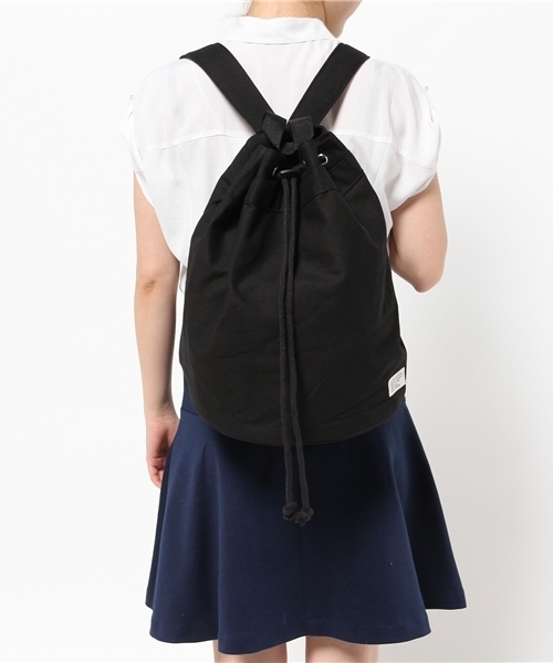 WEGO（ウィゴー）の「WEGO/キャンバスボンサック（バックパック/リュック・レディース・ブラック/ホワイト・FREE）」の13枚目の写真