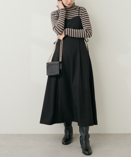 natural couture（ナチュラルクチュール）の「サイドドロストキャミワンピース（ワンピース・レディース・ライトベージュ/ブラック/その他1/モカ・FREE）」の2枚目の写真