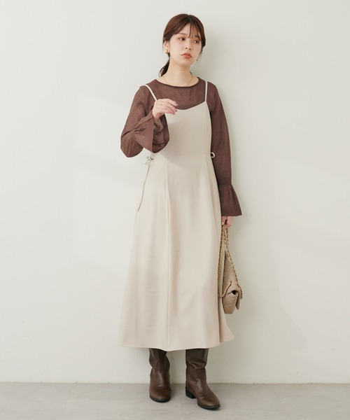 natural couture（ナチュラルクチュール）の「サイドドロストキャミワンピース（ワンピース・レディース・ライトベージュ/ブラック/その他1/モカ・FREE）」の21枚目の写真