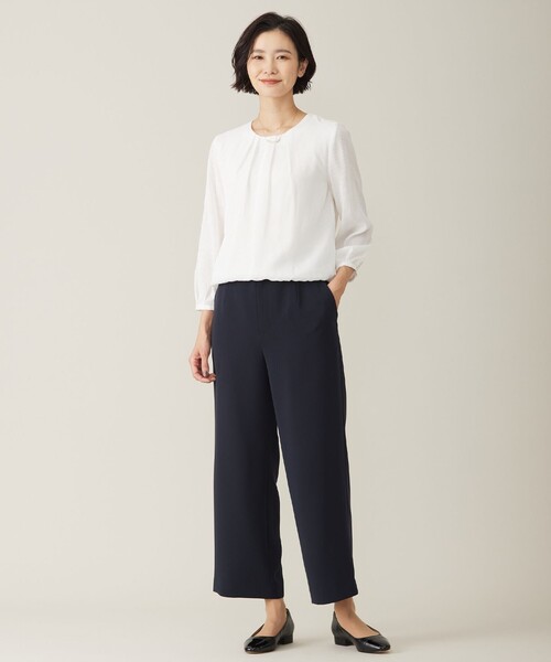 J.PRESS Ladies(J.プレス レディス)の「シャドーストライプ クルーネック カットソー(Tシャツ/カットソー・レディース・ホワイト系1・SMALL)」の2枚目の写真