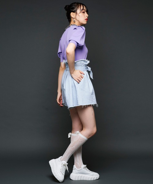 Narcissus(ナルシス)の「【WEBSTORE 限定商品】フレアデニムミニパンツ(デニムパンツ・レディース・ブラック/その他・FREE)」の6枚目の写真