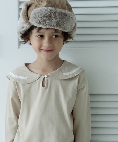 pairmanon（ペアマノン）の「セーラーカラー 前ボタン 長袖 Tシャツ（Tシャツ/カットソー・キッズ・アイボリー/ブルーグレー/ベージュ・120/90/140/100/110/130/150）」の11枚目の写真