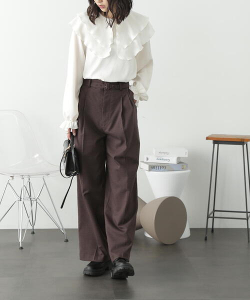 FREE'S MART（フリーズマート）の「ヴィンテージサテンフリルカラーブラウス（シャツ/ブラウス・レディース・ホワイト/ベージュ・FREE）」の7枚目の写真