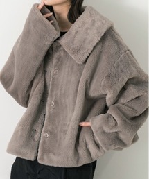 ad thie（アドティエ）の「ふわふわソフトタッチ 衿付き エコファージャケット（ブルゾン）」