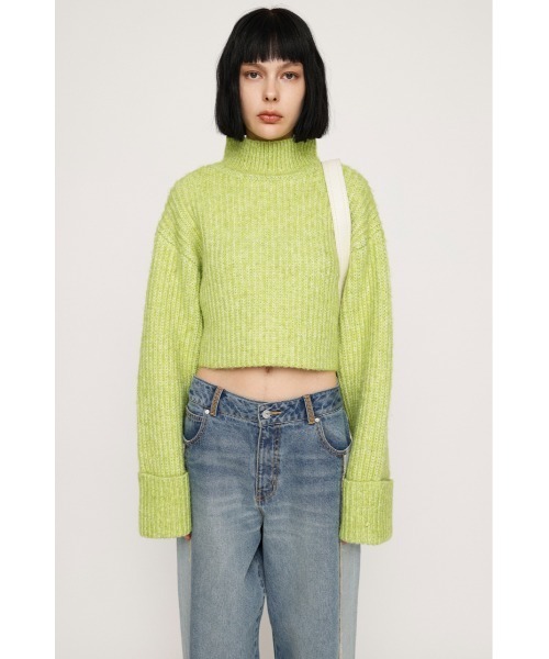 SLY（スライ）の「SEPARATE DYE CROP KNIT TOPS セパレート ダイ クロップ ニット トップス（ニット/セーター・レディース・アイボリー/オレンジ/ライトグリーン/ブラック・FREE）」の16枚目の写真