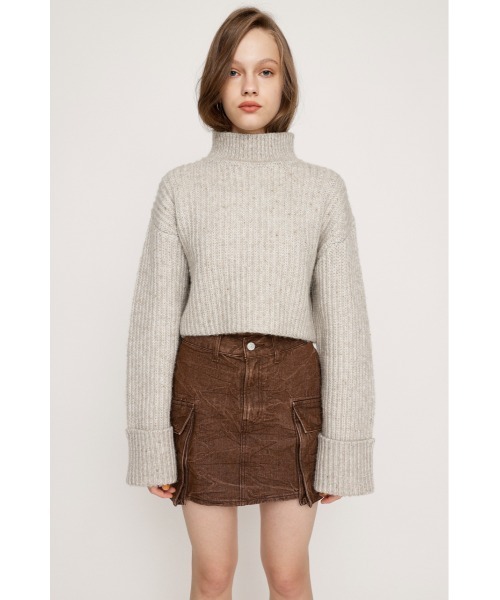 SLY（スライ）の「SEPARATE DYE CROP KNIT TOPS セパレート ダイ クロップ ニット トップス（ニット/セーター・レディース・アイボリー/オレンジ/ライトグリーン/ブラック・FREE）」の5枚目の写真
