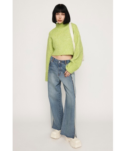 SLY（スライ）の「SEPARATE DYE CROP KNIT TOPS セパレート ダイ クロップ ニット トップス（ニット/セーター・レディース・アイボリー/オレンジ/ライトグリーン/ブラック・FREE）」の15枚目の写真