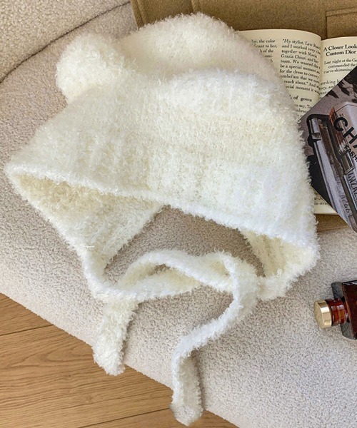 Vipoa(ヴィポア)の「テディベアボアニットフードキャップ(ニットキャップ/ビーニー・レディース・ホワイト/ブラウン/ブラック/ベージュ/チャコールグレー・FREE)」の8枚目の写真