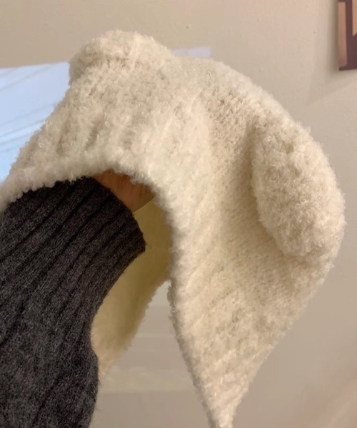 Vipoa(ヴィポア)の「テディベアボアニットフードキャップ(ニットキャップ/ビーニー・レディース・ホワイト/ブラウン/ブラック/ベージュ/チャコールグレー・FREE)」の9枚目の写真
