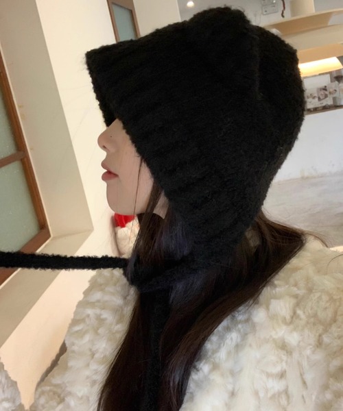 Vipoa(ヴィポア)の「テディベアボアニットフードキャップ(ニットキャップ/ビーニー・レディース・ホワイト/ブラウン/ブラック/ベージュ/チャコールグレー・FREE)」の17枚目の写真