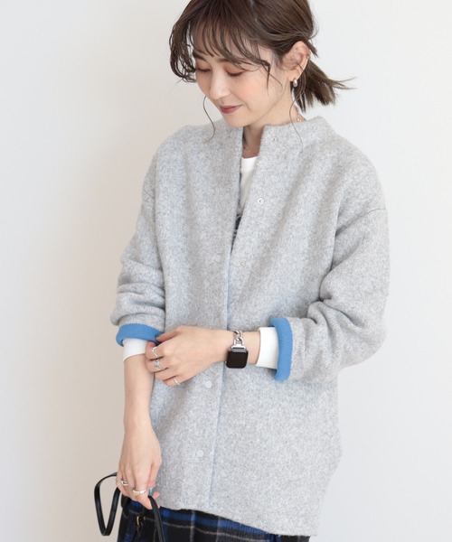 AMERICAN HOLIC（アメリカンホリック）の「バイカラークルーネックニットカーディガン（カーディガン/ボレロ・レディース・チャコールグレー/ライトグレー系2/ベージュ系その他・L/M）」の11枚目の写真