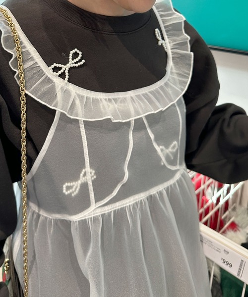 Alley by w closet(アリーバイダブルクローゼット)の「【Alley】フリルレイヤードキャミワンピース(ワンピース・レディース・ブラック/オフホワイト・FREE)」の5枚目の写真