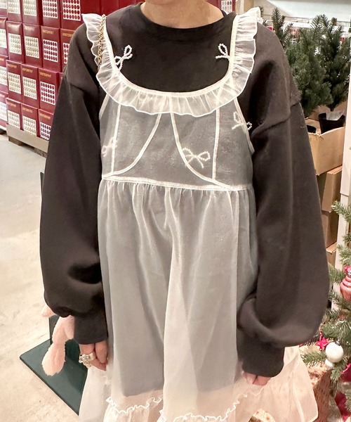 Alley by w closet(アリーバイダブルクローゼット)の「【Alley】フリルレイヤードキャミワンピース(ワンピース・レディース・ブラック/オフホワイト・FREE)」の8枚目の写真