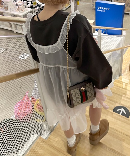 Alley by w closet(アリーバイダブルクローゼット)の「【Alley】フリルレイヤードキャミワンピース(ワンピース・レディース・ブラック/オフホワイト・FREE)」の10枚目の写真