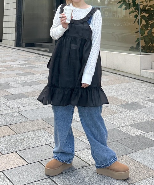 Alley by w closet(アリーバイダブルクローゼット)の「【Alley】フリルレイヤードキャミワンピース(ワンピース・レディース・ブラック/オフホワイト・FREE)」の11枚目の写真