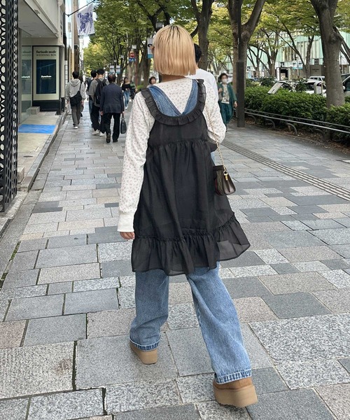 Alley by w closet(アリーバイダブルクローゼット)の「【Alley】フリルレイヤードキャミワンピース(ワンピース・レディース・ブラック/オフホワイト・FREE)」の13枚目の写真
