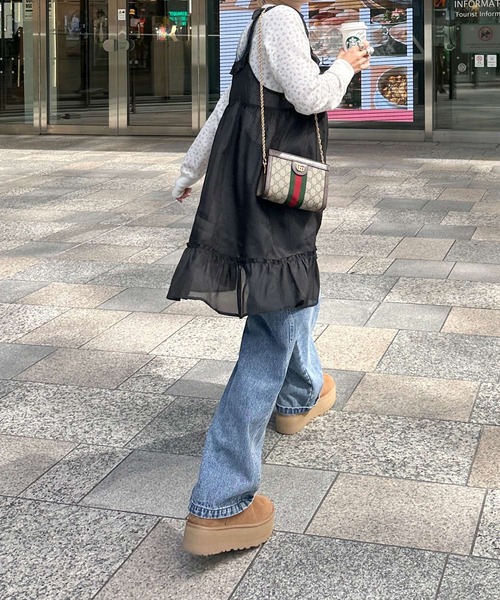 Alley by w closet(アリーバイダブルクローゼット)の「【Alley】フリルレイヤードキャミワンピース(ワンピース・レディース・ブラック/オフホワイト・FREE)」の15枚目の写真