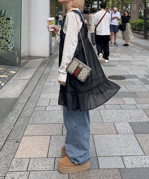 Alley by w closet(アリーバイダブルクローゼット)の「【Alley】フリルレイヤードキャミワンピース(ワンピース・レディース・ブラック/オフホワイト・FREE)」の18枚目の写真