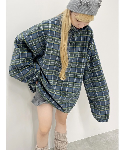 WC（ダブル シー）の「WC/ハーフジップチェックフリース（ブルゾン・レディース・グレー/レッド・FREE）」の2枚目の写真