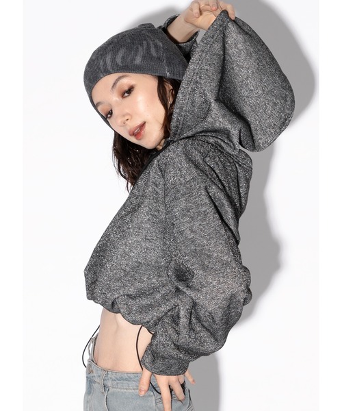 Adoon plain（アドーンプレーン）の「【2way】ラメフーディー（スウェット・レディース・グレー/ブラック・FREE）」の7枚目の写真