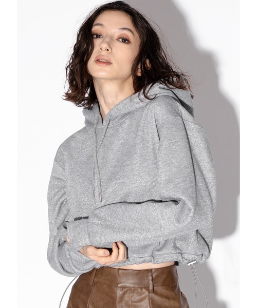 Adoon plain（アドーンプレーン）の「【2way】ラメフーディー（スウェット・レディース・グレー/ブラック・FREE）」の6枚目の写真