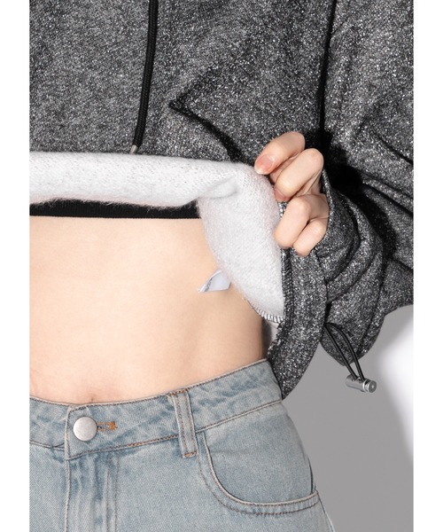 Adoon plain（アドーンプレーン）の「【2way】ラメフーディー（スウェット・レディース・グレー/ブラック・FREE）」の9枚目の写真