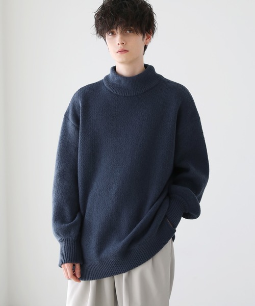 LILL（リル）の「サイドスリットモックネックオーバーニット（ニット/セーター・メンズ・ライトグレー/ブルーグレー/ブラック・M/L/XL/S）」の22枚目の写真