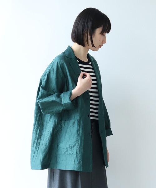 ユニ　yuni リネン 麻 ジャケット ボタン Aライン ゆったり ナチュラル ユニ yuni リネン 麻 ジャケット ボタン Aライン ゆったり