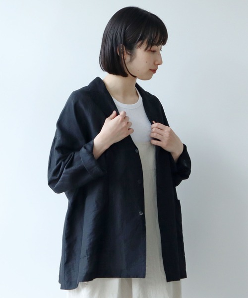 ユニ　yuni リネン 麻 ジャケット ボタン Aライン ゆったり ナチュラル ユニ yuni リネン 麻 ジャケット ボタン Aライン ゆったり