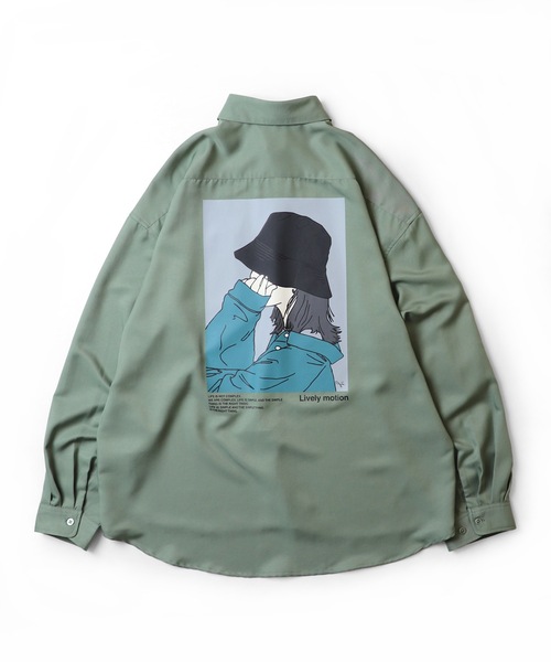 ILL'S(イルズ)の「25SS ビッグシルエット ガールイラスト バックプリントシャツ 長袖【ILL'S】(シャツ/ブラウス・メンズ・ミント/グリーン系その他/ブルー系その他/ホワイト/ホワイト系その他/ブラック/グレー系その他/グレー/ブルー/ブラック系その他・M/L)」の8枚目の写真