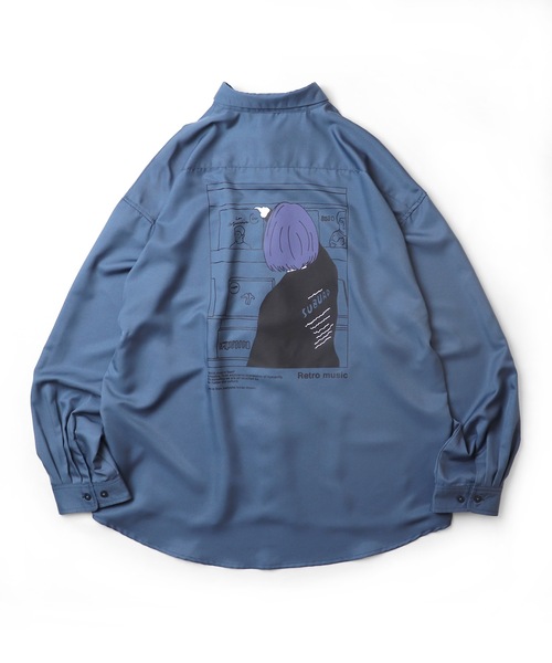 ILL'S(イルズ)の「25SS ビッグシルエット ガールイラスト バックプリントシャツ 長袖【ILL'S】(シャツ/ブラウス・メンズ・ミント/グリーン系その他/ブルー系その他/ホワイト/ホワイト系その他/ブラック/グレー系その他/グレー/ブルー/ブラック系その他・M/L)」の9枚目の写真