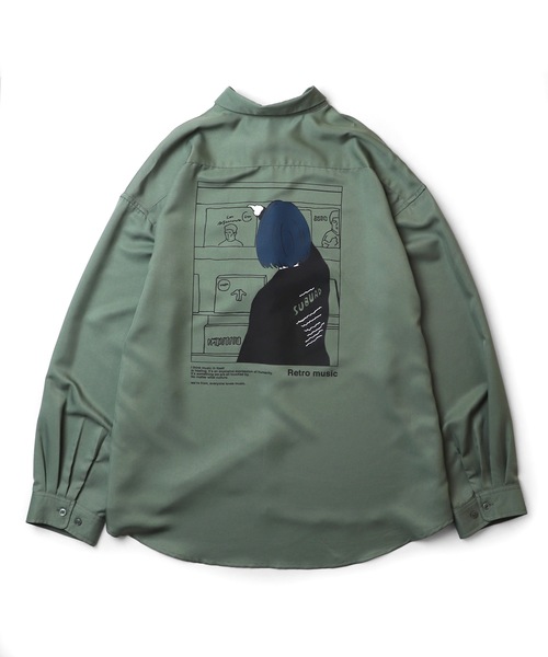 ILL'S(イルズ)の「25SS ビッグシルエット ガールイラスト バックプリントシャツ 長袖【ILL'S】(シャツ/ブラウス・メンズ・ミント/グリーン系その他/ブルー系その他/ホワイト/ホワイト系その他/ブラック/グレー系その他/グレー/ブルー/ブラック系その他・M/L)」の7枚目の写真