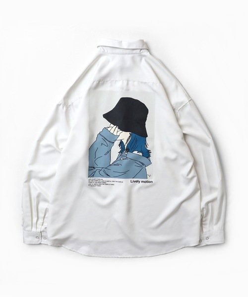 ILL'S(イルズ)の「25SS ビッグシルエット ガールイラスト バックプリントシャツ 長袖【ILL'S】(シャツ/ブラウス・メンズ・ミント/グリーン系その他/ブルー系その他/ホワイト/ホワイト系その他/ブラック/グレー系その他/グレー/ブルー/ブラック系その他・M/L)」の21枚目の写真