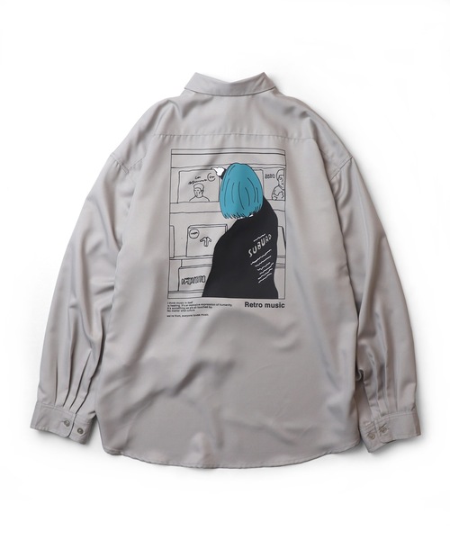 ILL'S(イルズ)の「25SS ビッグシルエット ガールイラスト バックプリントシャツ 長袖【ILL'S】(シャツ/ブラウス・メンズ・ミント/グリーン系その他/ブルー系その他/ホワイト/ホワイト系その他/ブラック/グレー系その他/グレー/ブルー/ブラック系その他・M/L)」の13枚目の写真