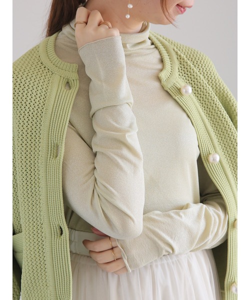 Te chichi(テチチ)の「ラメタートルネックトップス(Tシャツ/カットソー・レディース・グレー/グリーン/ブルー・F)」の2枚目の写真