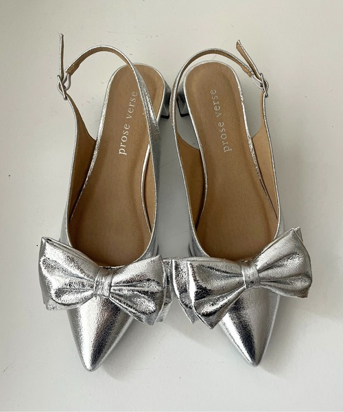 prose verse（プロズヴェール）の「【メタリック】リボン2wayバックストラップミュール（パンプス・レディース・シルバー・LARGE/MEDIUM/SMALL/X-LARGE）」の3枚目の写真
