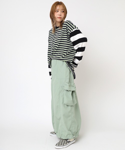 RNA（アールエヌエー）の「G1067 イージーロングスカート（スカート・レディース・ネイビー/ライトグリーン/ホワイト・MEDIUM）」の22枚目の写真