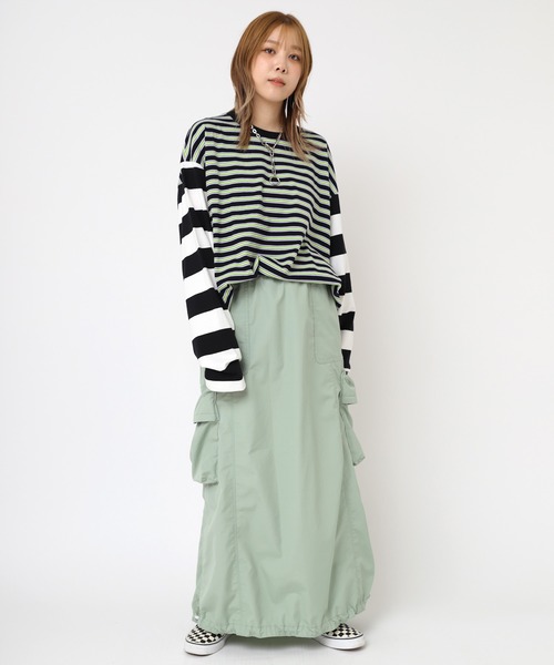 RNA（アールエヌエー）の「G1067 イージーロングスカート（スカート・レディース・ネイビー/ライトグリーン/ホワイト・MEDIUM）」の21枚目の写真