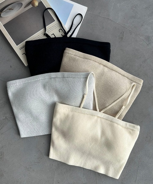 archives(アルシーヴ)の「カップ付きラメアソートニットキャミソール(キャミソール・レディース・アイボリー/ブラック/オフホワイト/チャコールグレー/ホワイト・MEDIUM)」の1枚目の写真