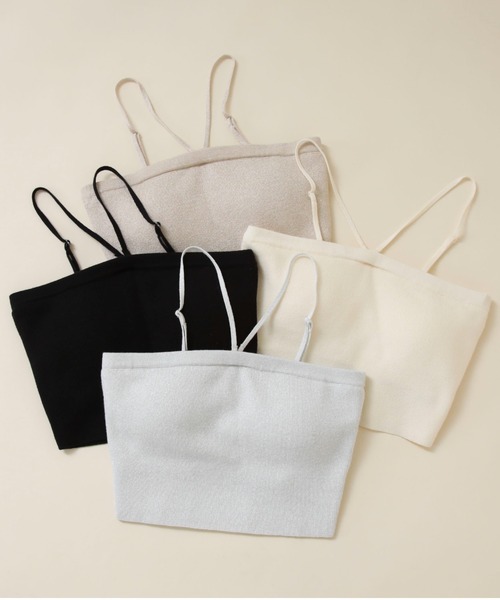 archives(アルシーヴ)の「カップ付きラメアソートニットキャミソール(キャミソール・レディース・アイボリー/ブラック/オフホワイト/チャコールグレー/ホワイト・MEDIUM)」の6枚目の写真