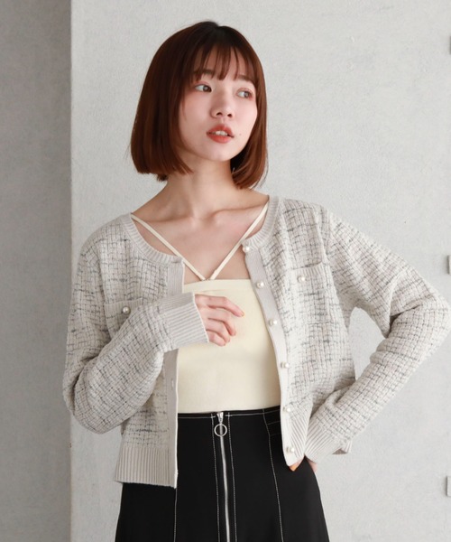 archives(アルシーヴ)の「カップ付きラメアソートニットキャミソール(キャミソール・レディース・アイボリー/ブラック/オフホワイト/チャコールグレー/ホワイト・MEDIUM)」の19枚目の写真