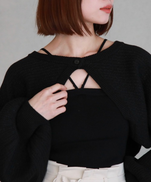 archives(アルシーヴ)の「カップ付きラメアソートニットキャミソール(キャミソール・レディース・アイボリー/ブラック/オフホワイト/チャコールグレー/ホワイト・MEDIUM)」の12枚目の写真