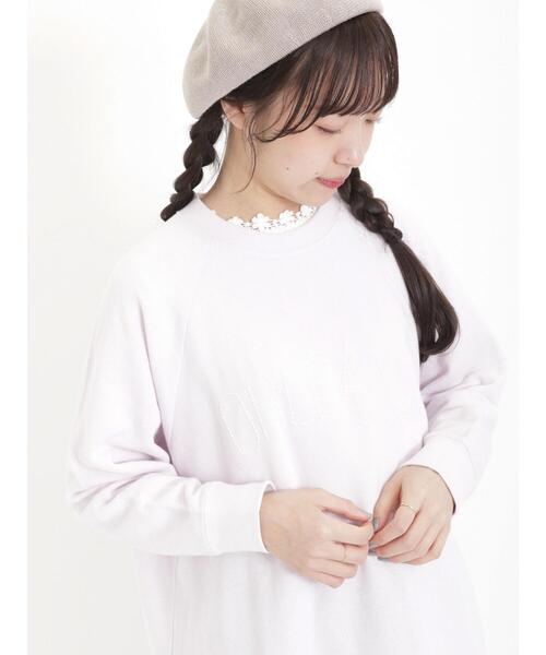 Samansa Mos2（サマンサ モスモス）の「裏毛ぽこぽこ刺繍スウェット（Tシャツ/カットソー・レディース・チャコールグレー/ベージュ/キナリ/パープル・F）」の4枚目の写真