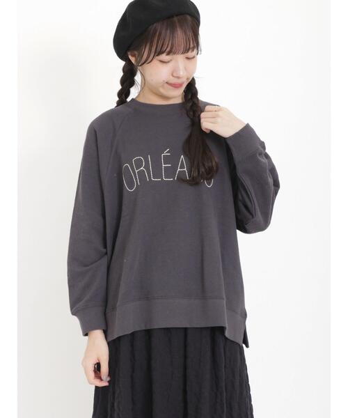 Samansa Mos2（サマンサ モスモス）の「裏毛ぽこぽこ刺繍スウェット（Tシャツ/カットソー・レディース・チャコールグレー/ベージュ/キナリ/パープル・F）」の6枚目の写真